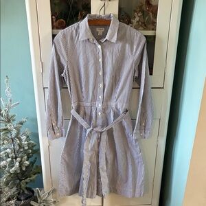 J. Crew sz 4 Striped Button-Up Dress with Belt euc